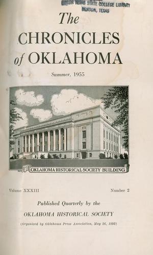 Primary view of object titled 'Chronicles of Oklahoma, Volume 33, Number 2, Summer 1955'.