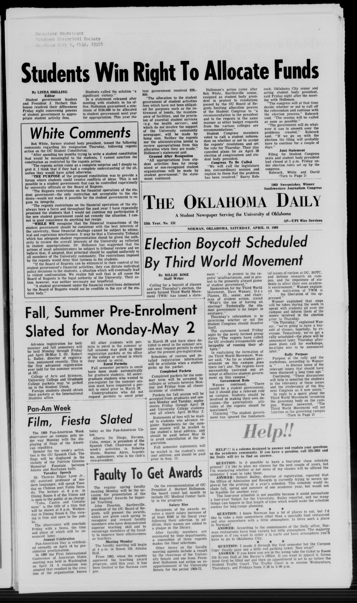 The Oklahoma Daily (Norman, Okla.), Vol. 1, No. 131, Ed. 1 ...