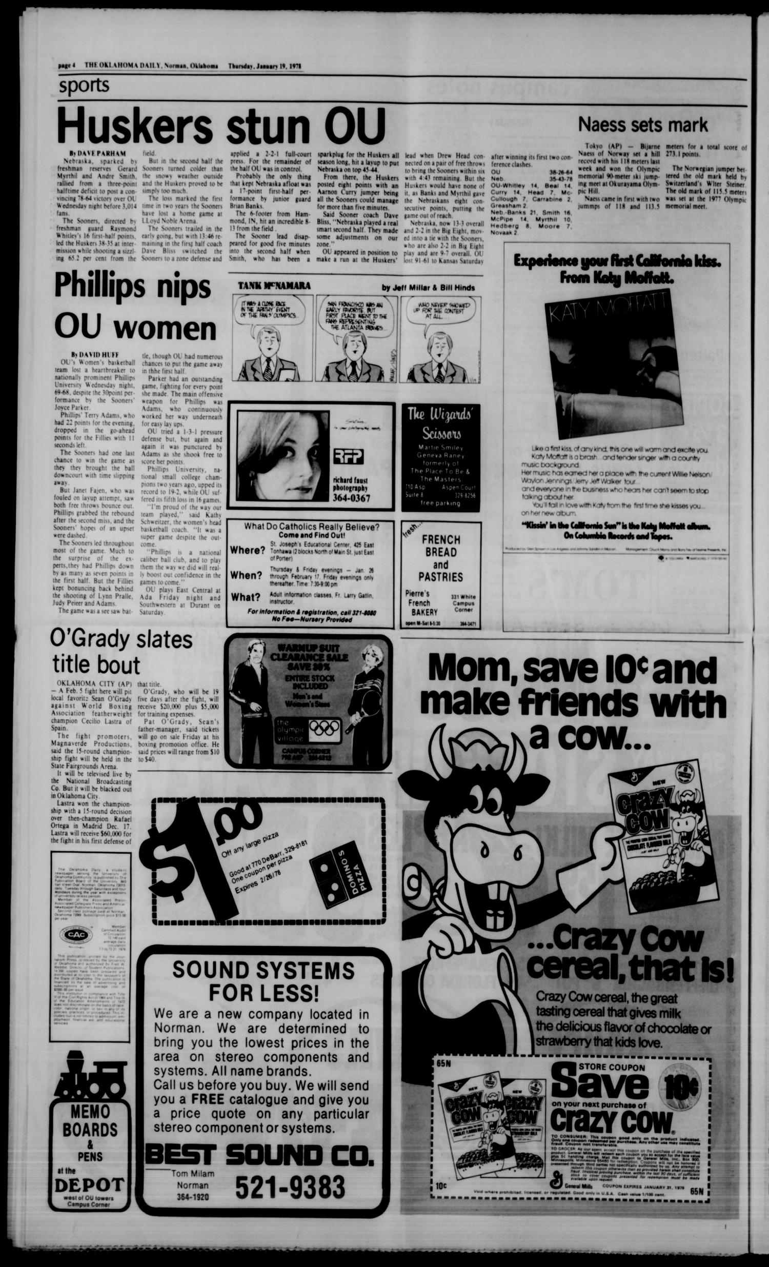 The Oklahoma Daily (Norman, Okla.), Vol. 64, No. 89, Ed. 1 Thursday, January 19, 1978
                                                
                                                    [Sequence #]: 4 of 12
                                                