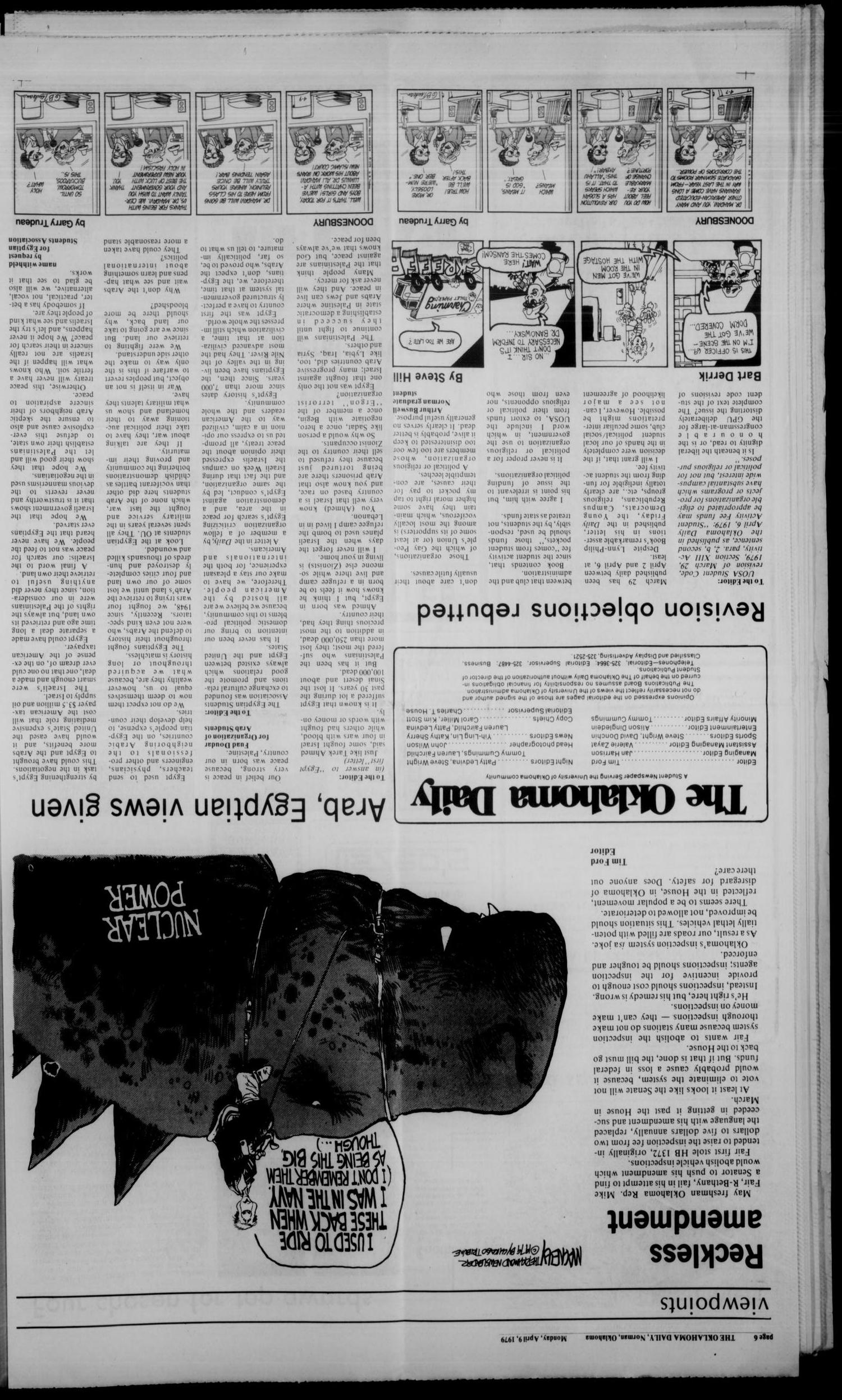 The Oklahoma Daily (Norman, Okla.), Vol. 65, No. 139, Ed. 1 Monday, April 9, 1979
                                                
                                                    [Sequence #]: 6 of 11
                                                