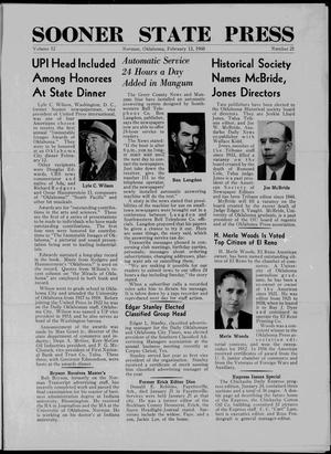 Sooner State Press (Norman, Okla.), Vol. 52, No. 21, Ed. 1 Saturday, February 13, 1960
