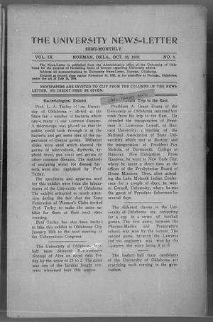 The University News=Letter (Norman, Okla.), Vol. 9, No. 5, Ed. 1 Saturday, October 30, 1909