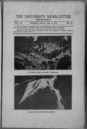 The University News-Letter (Norman, Okla.), Vol. 9, No. 10, Ed. 1 Tuesday, February 15, 1910
