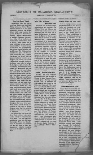University of Oklahoma News-Journal (Norman, Okla.), Vol. 5, No. 8, Ed. 1 Monday, October 28, 1912