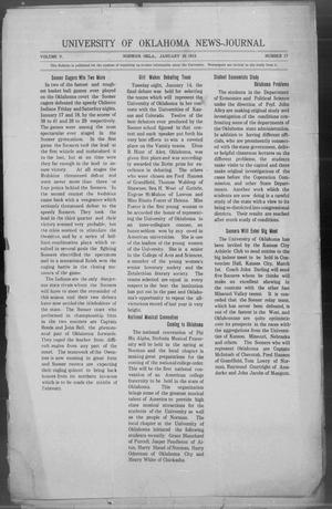 University of Oklahoma News-Journal (Norman, Okla.), Vol. 5, No. 17, Ed. 1 Monday, January 20, 1913