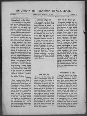 University of Oklahoma News-Journal (Norman, Okla.), Vol. 5, No. 22, Ed. 1 Monday, February 24, 1913