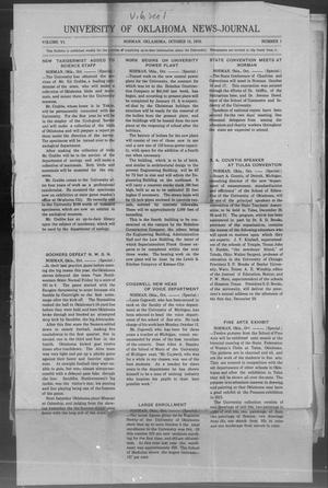 University of Oklahoma News-Journal (Norman, Okla.), Vol. 6, No. 1, Ed. 1 Monday, October 13, 1913