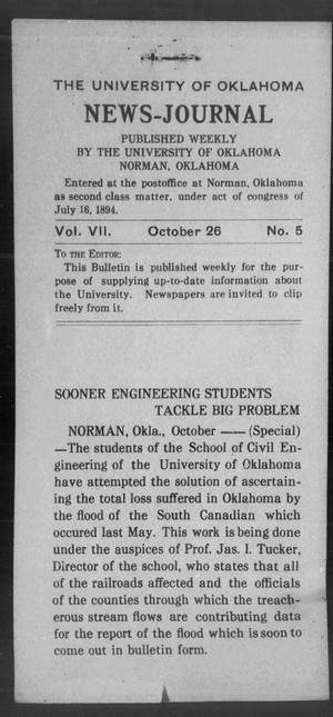 The University of Oklahoma News-Journal (Norman, Okla.), Vol. 7, No. 5, Ed. 1 Monday, October 26, 1914