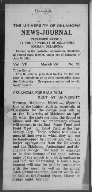 The University of Oklahoma News-Journal (Norman, Okla.), Vol. 7, No. 26, Ed. 1 Monday, March 29, 1915