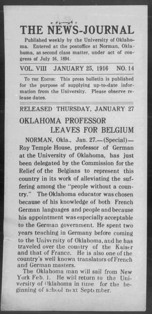 The News-Journal (Norman, Okla.), Vol. 8, No. 14, Ed. 1 Tuesday, January 25, 1916