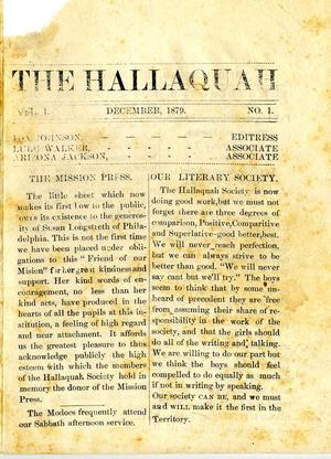 The Hallaquah, Volume 1, Number 1, December 1879