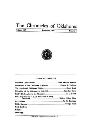 Chronicles of Oklahoma, Volume 15, Number 4, December 1937