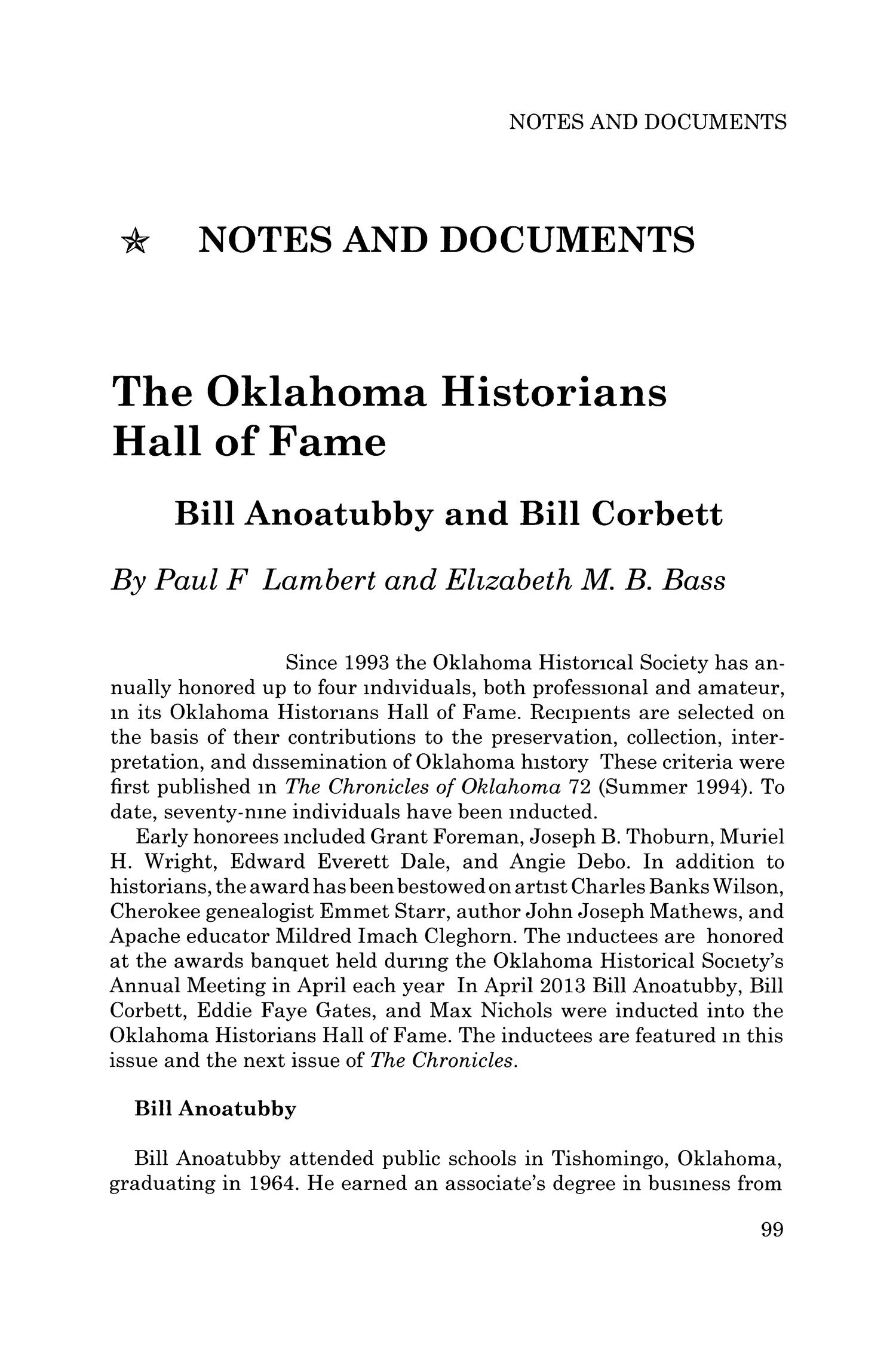 Chronicles of Oklahoma, Volume 91, Number 1, Spring 2013
                                                
                                                    99
                                                