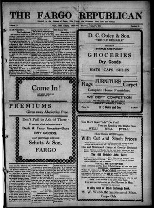 The Fargo Republican (Fargo, Okla.), Vol. 4, No. 11, Ed. 1 Thursday, August 7, 1913