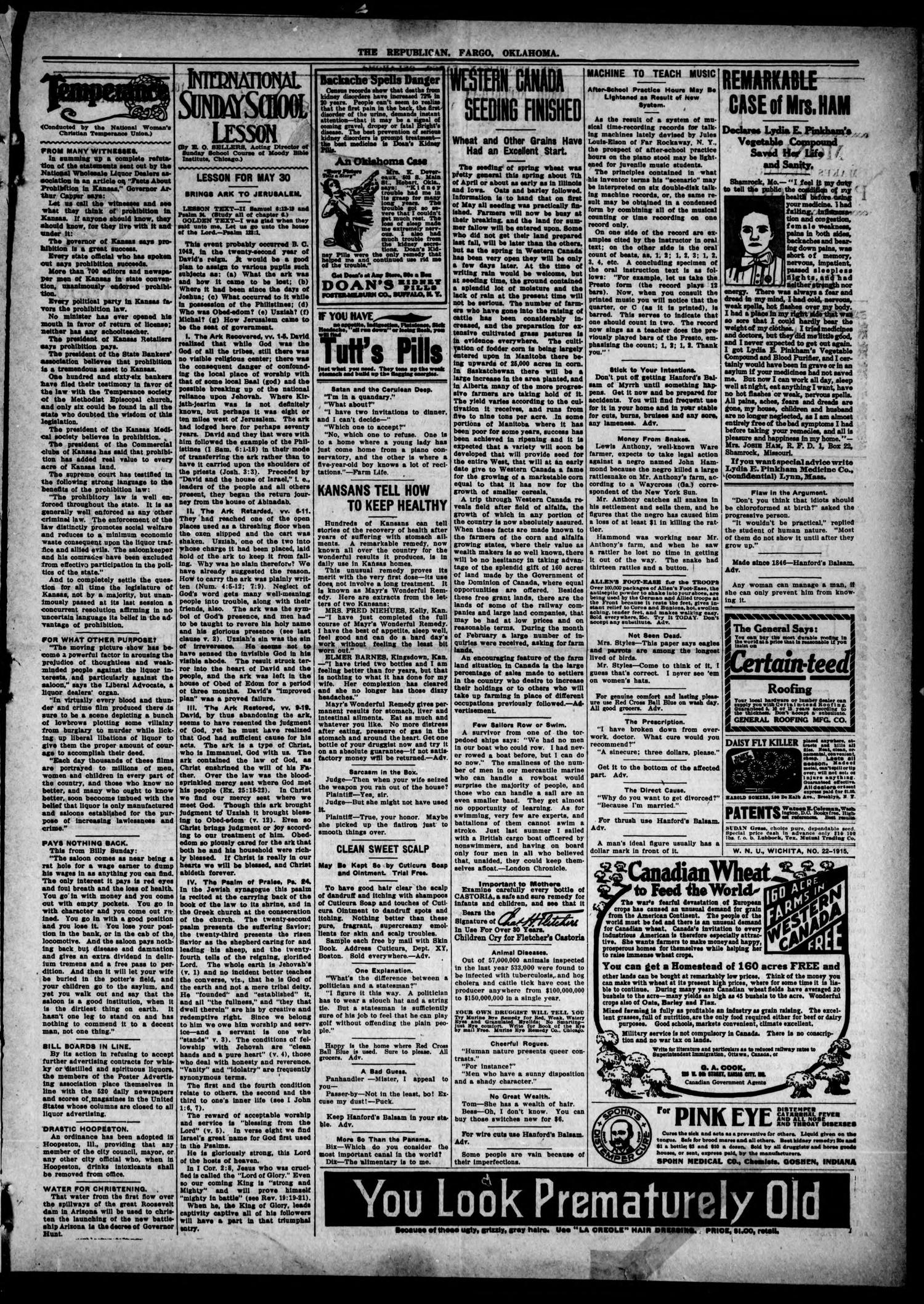 The Fargo Republican (Fargo, Okla.), Vol. 6, No. 1, Ed. 1 Thursday, May 27, 1915
                                                
                                                    [Sequence #]: 3 of 4
                                                