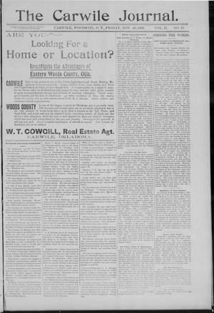 The Carwile Journal. (Carwile, Okla. Terr.), Vol. 2, No. 13, Ed. 1 Friday, November 10, 1899