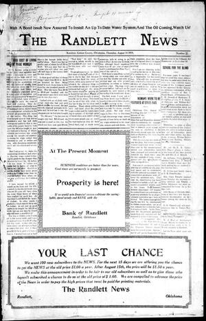 The Randlett News (Randlett, Okla.), Vol. 1, No. 22, Ed. 1 Thursday, August 14, 1919