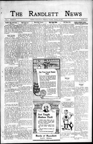 The Randlett News (Randlett, Okla.), Vol. 1, No. 31, Ed. 1 Thursday, October 16, 1919