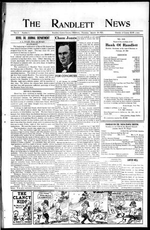 The Randlett News (Randlett, Okla.), Vol. 2, No. 1, Ed. 1 Thursday, March 18, 1920