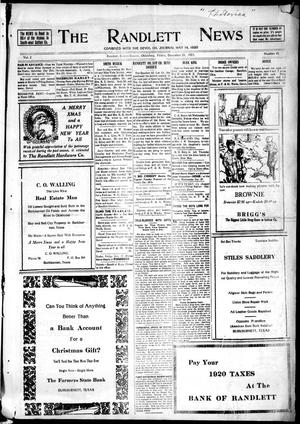 The Randlett News (Randlett, Okla.), Vol. 2, No. 41, Ed. 1 Friday, December 24, 1920