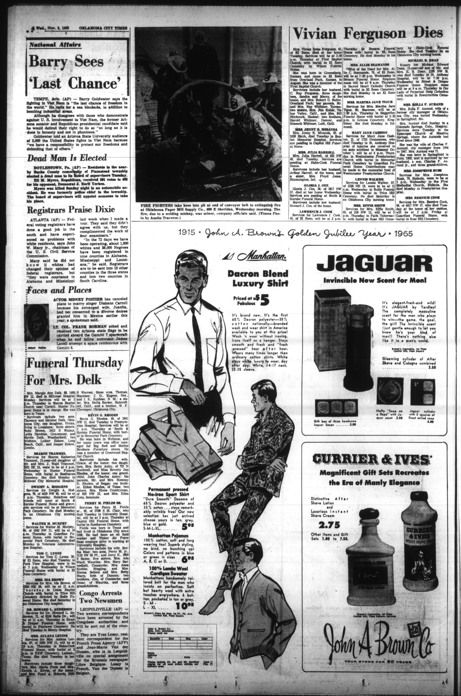 Oklahoma City Times (Oklahoma City, Okla.), Vol. 76, No. 223, Ed. 1 Wednesday, November 3, 1965
                                                
                                                    [Sequence #]: 4 of 42
                                                