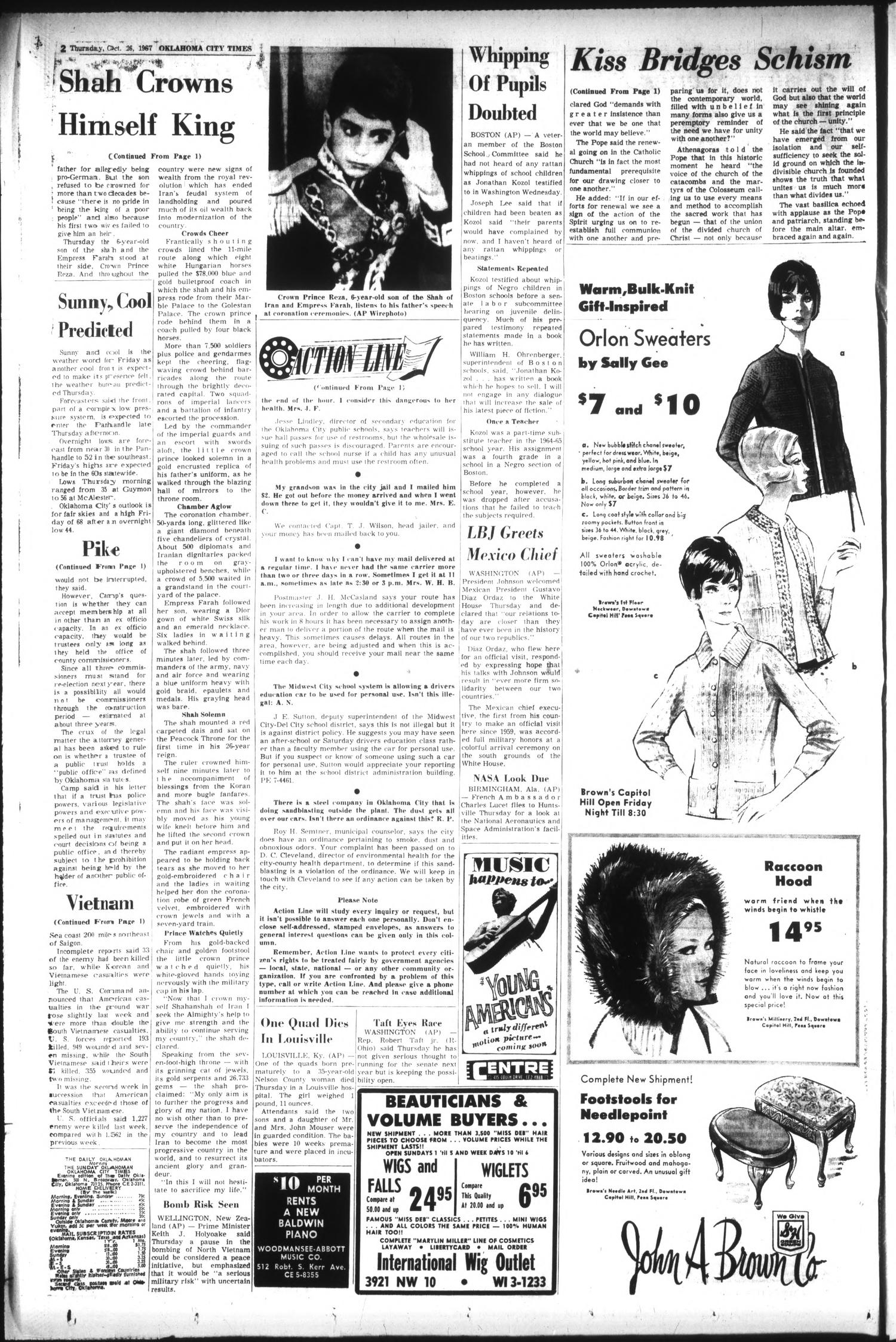 Oklahoma City Times (Oklahoma City, Okla.), Vol. 78, No. 214, Ed. 1 Thursday, October 26, 1967
                                                
                                                    [Sequence #]: 2 of 64
                                                