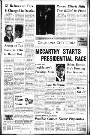 Primary view of object titled 'Oklahoma City Times (Oklahoma City, Okla.), Vol. 78, No. 244, Ed. 2 Thursday, November 30, 1967'.
