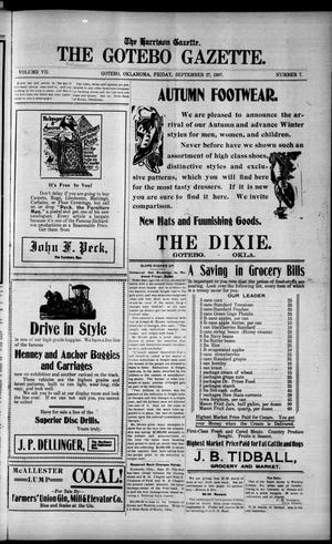 The Harrison Gazette. The Gotebo Gazette. (Gotebo, Okla.), Vol. 7, No. 7, Ed. 1 Friday, September 27, 1907