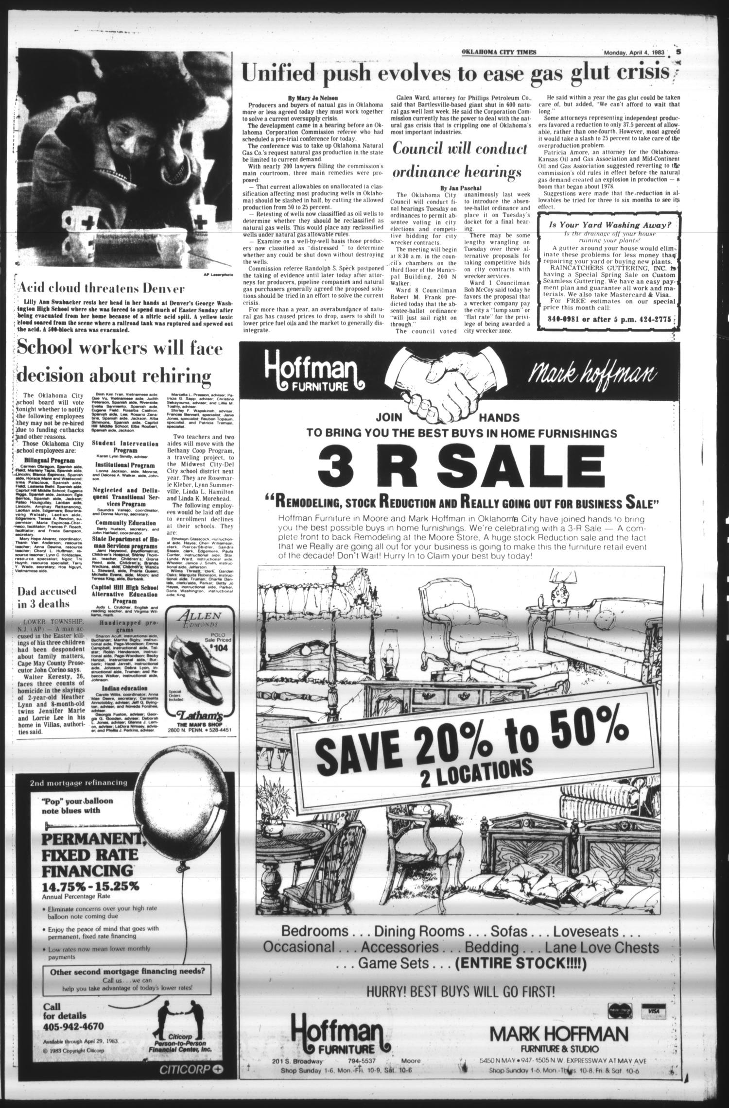 Oklahoma City Times (Oklahoma City, Okla.), Vol. 94, No. 36, Ed. 1 Monday, April 4, 1983
                                                
                                                    [Sequence #]: 5 of 76
                                                