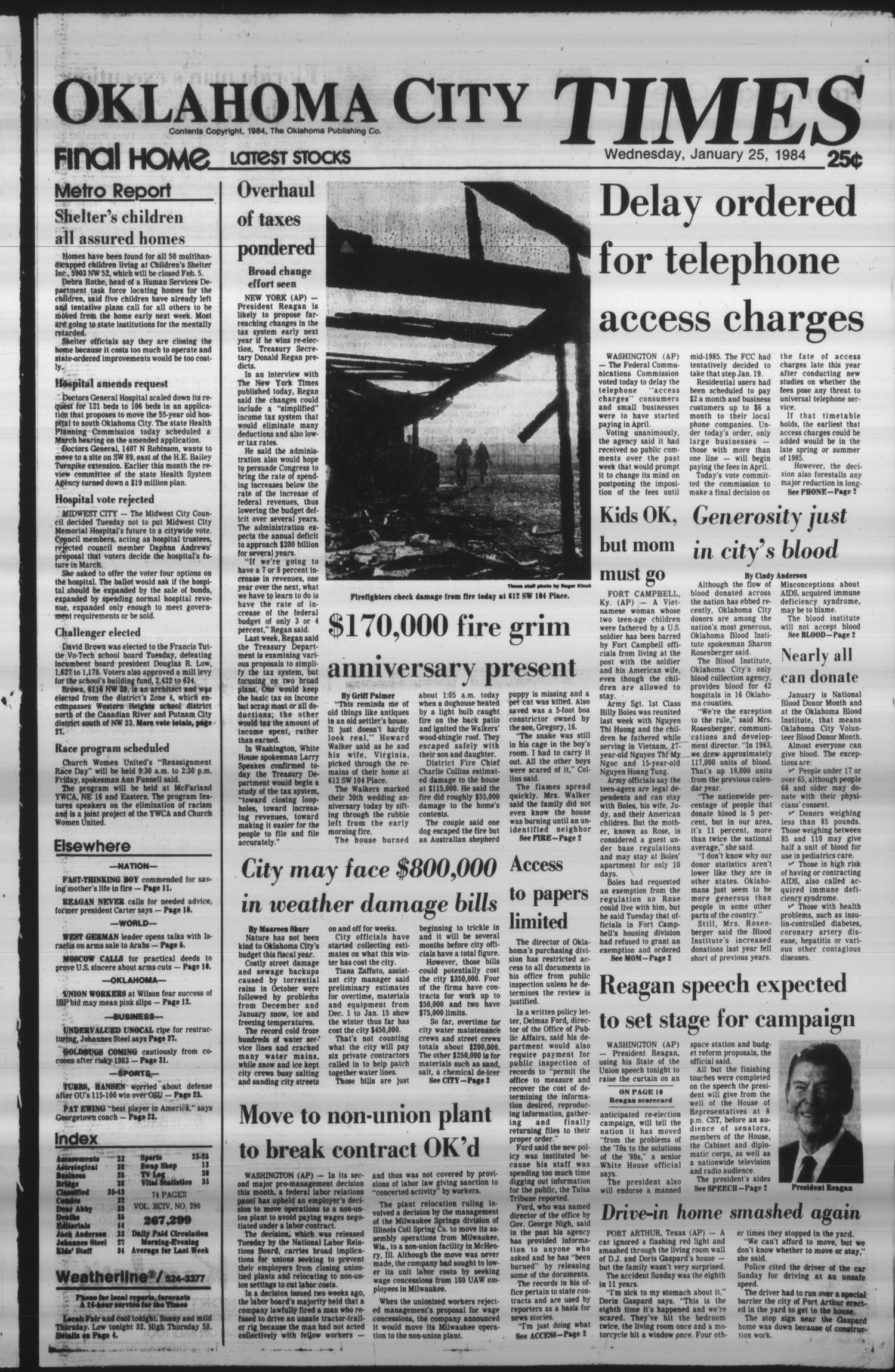 Oklahoma City Times (Oklahoma City, Okla.), Vol. 94, No. 290, Ed. 1 Wednesday, January 25, 1984
                                                
                                                    [Sequence #]: 1 of 44
                                                