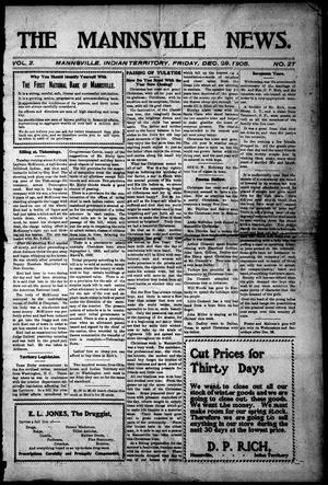 Primary view of object titled 'The Mannsville News. (Mannsville, Indian Terr.), Vol. 2, No. 27, Ed. 1 Friday, December 29, 1905'.