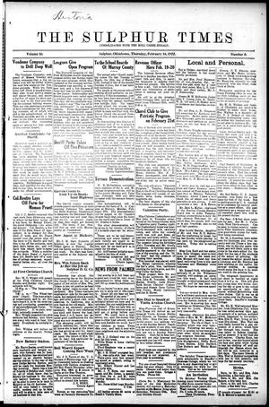 The Sulphur Times (Sulphur, Okla.), Vol. 10, No. 8, Ed. 1 Thursday, February 16, 1922