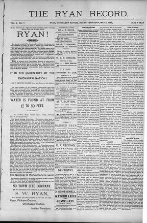The Ryan Record. (Ryan, Chickasaw Nation, Indian Terr.), Vol. 2, No. 7, Ed. 1 Saturday, May 5, 1894