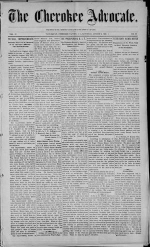 Primary view of object titled 'The Cherokee Advocate. (Tahlequah, Cherokee Nation, Indian Terr.), Vol. 27, No. 29, Ed. 1 Saturday, August 8, 1903'.