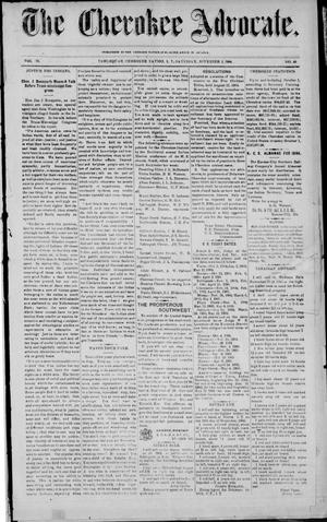Primary view of object titled 'The Cherokee Advocate. (Tahlequah, Cherokee Nation, Indian Terr.), Vol. 28, No. 40, Ed. 1 Saturday, November 5, 1904'.