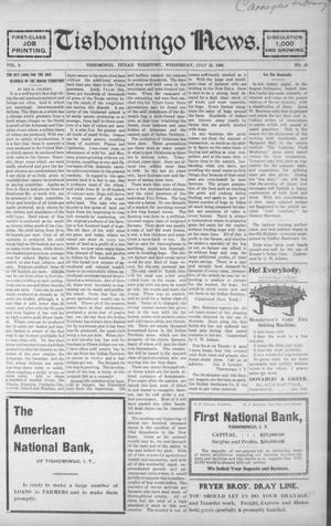 Tishomingo News. (Tishomingo, Indian Terr.), Vol. 3, No. 48, Ed. 1 Wednesday, July 25, 1906
