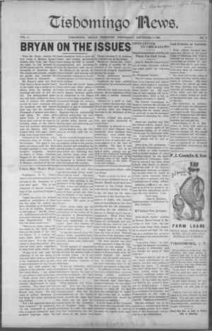 Tishomingo News. (Tishomingo, Indian Terr.), Vol. 4, No. 2, Ed. 1 Wednesday, September 5, 1906