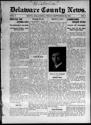 Delaware County News. (Grove, Okla.), Vol. 2, No. 2, Ed. 1 Friday, September 30, 1910