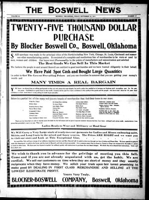 The Boswell News (Boswell, Oklahoma), Vol. 9, No. 37, Ed. 1 Friday, September 15, 1911