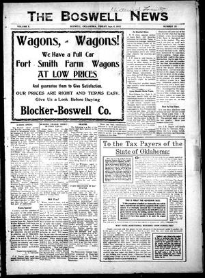 The Boswell News (Boswell, Oklahoma), Vol. 10, No. 35, Ed. 1 Friday, September 6, 1912