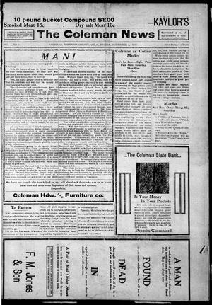 Primary view of object titled 'The Coleman News (Coleman, Okla.), Vol. 1, No. 8, Ed. 1 Friday, November 1, 1912'.