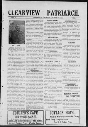 Clearview Patriarch. (Clearview, Okla.), Vol. 1, No. 11, Ed. 1 Thursday, March 30, 1911