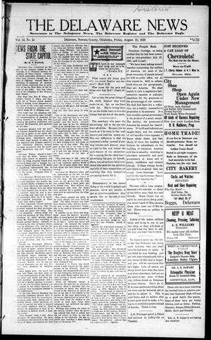 The Delaware News (Delaware, Okla.), Vol. 12, No. 24, Ed. 1 Friday, August 31, 1923