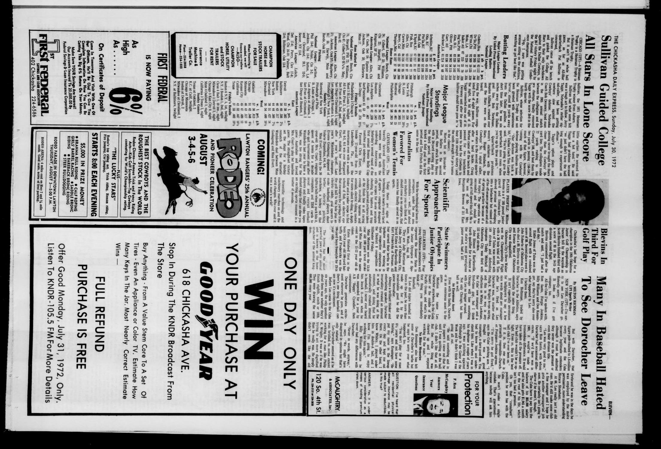 The Chickasha Daily Express (Chickasha, Okla.), Vol. 80, No. 127, Ed. 1 Sunday, July 30, 1972
                                                
                                                    [Sequence #]: 11 of 16
                                                