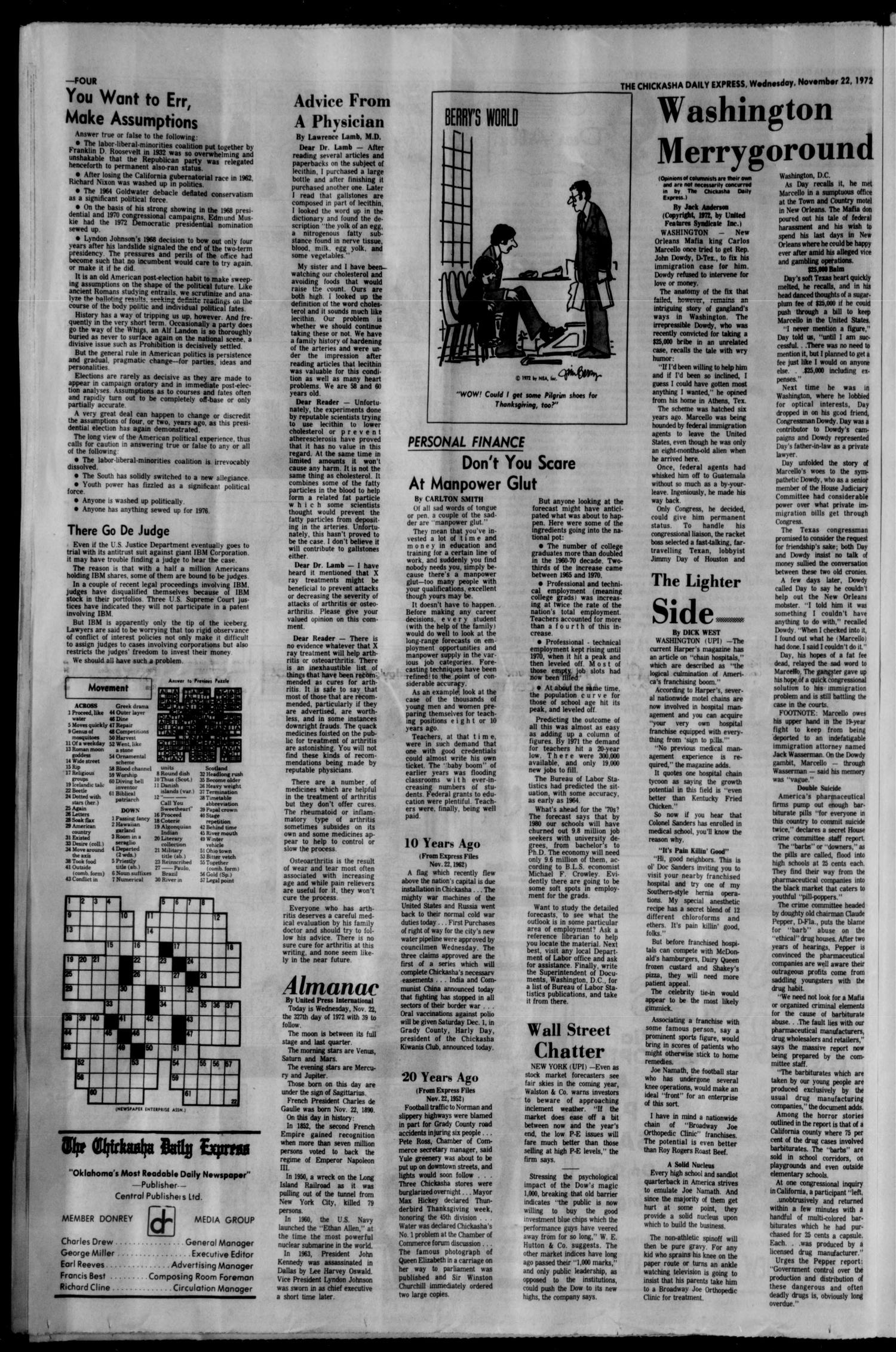 The Chickasha Daily Express (Chickasha, Okla.), Vol. 80, No. 226, Ed. 1 Wednesday, November 22, 1972
                                                
                                                    [Sequence #]: 4 of 8
                                                