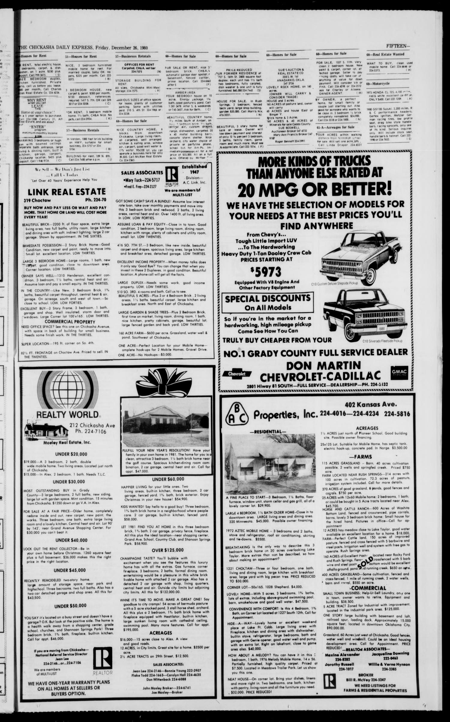The Chickasha Daily Express (Chickasha, Okla.), Vol. 88, No. 235, Ed. 1 Friday, December 26, 1980
                                                
                                                    [Sequence #]: 15 of 18
                                                
