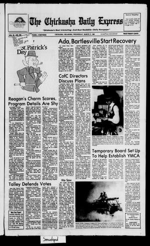 Primary view of object titled 'The Chickasha Daily Express (Chickasha, Okla.), Vol. 90, No. 307, Ed. 1 Wednesday, March 17, 1982'.