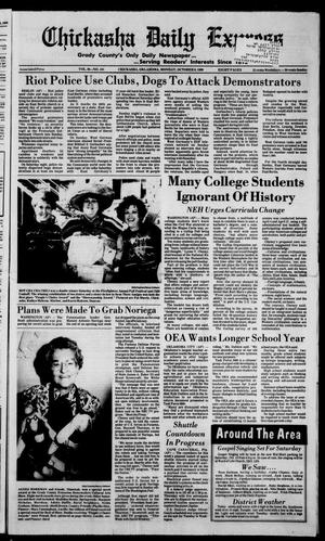 Primary view of object titled 'Chickasha Daily Express (Chickasha, Okla.), Vol. 98, No. 181, Ed. 1 Monday, October 9, 1989'.