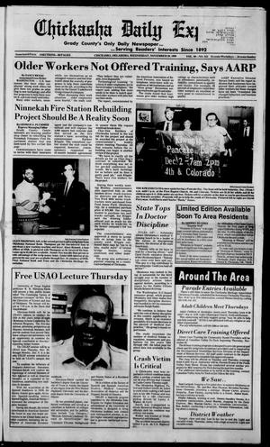 Primary view of object titled 'Chickasha Daily Express (Chickasha, Okla.), Vol. 98, No. 224, Ed. 1 Wednesday, November 29, 1989'.