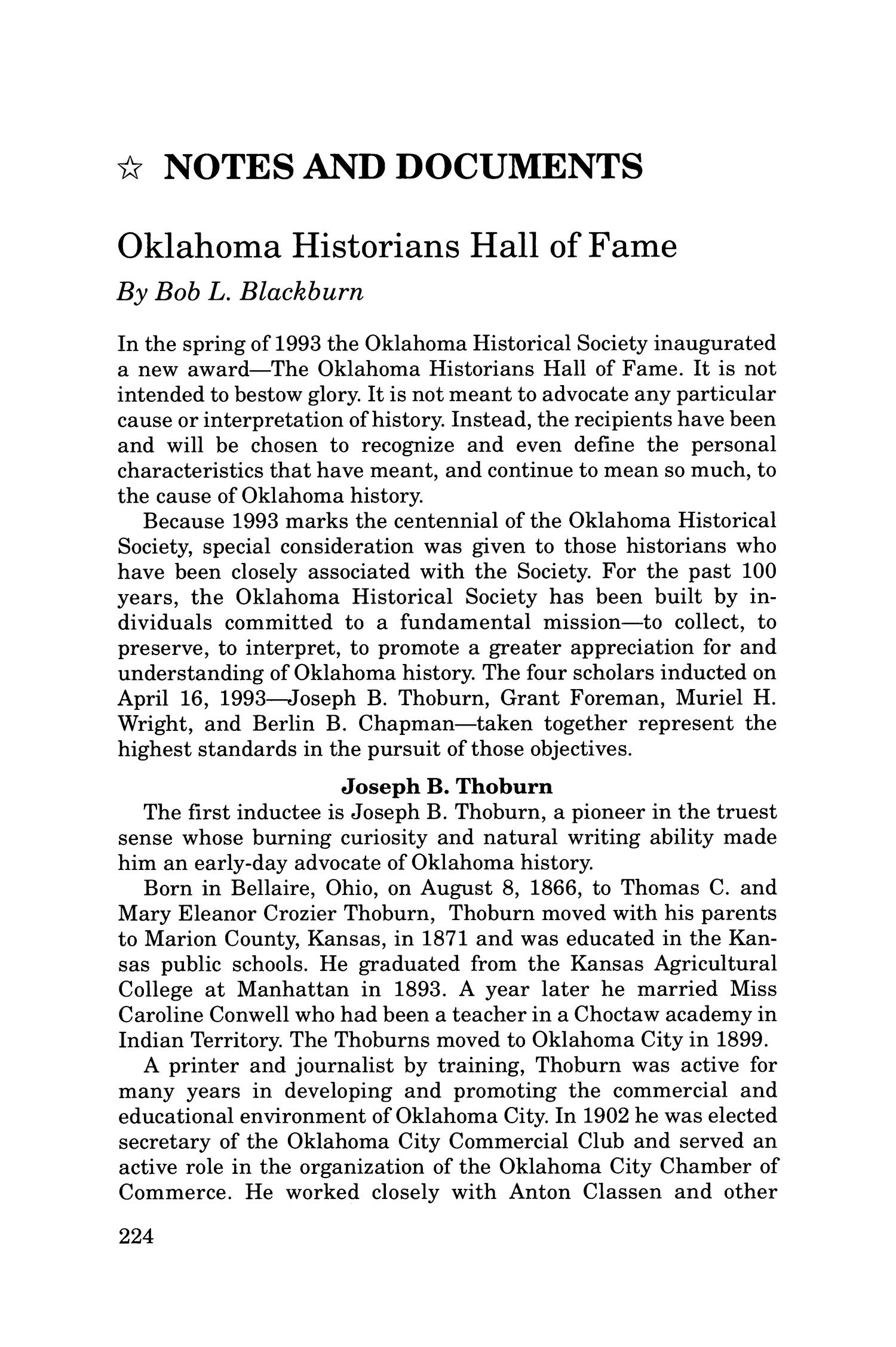 Chronicles of Oklahoma, Volume 71, Number 2, Summer 1993
                                                
                                                    224
                                                